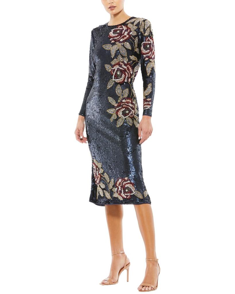 パーティードレス Mac Duggal Floral Chiffon Bishop-Sleeve Gown Mac Duggal Evening - 20214D Illusion Long Sleeve Mother of