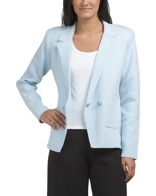 Tahari Notch Collar Blazer With Patch Pockets