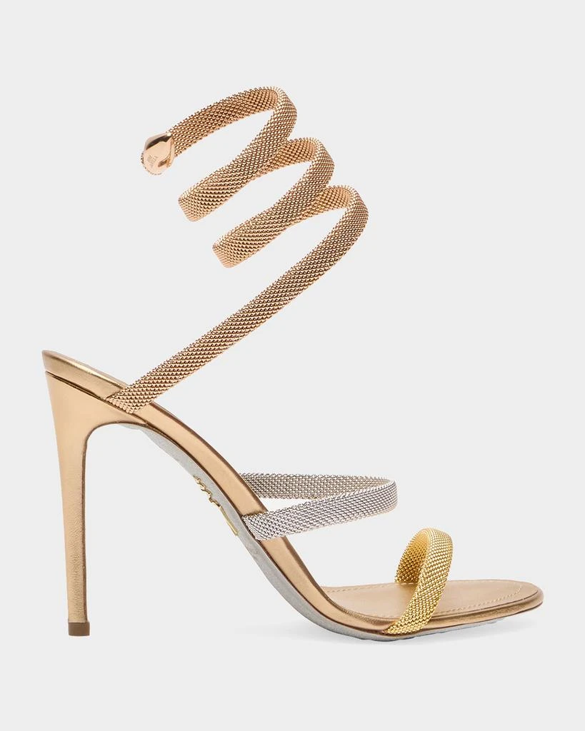 Rene Caovilla Cleo Gold-Filled Brass Snake-Wrap Sandals 1