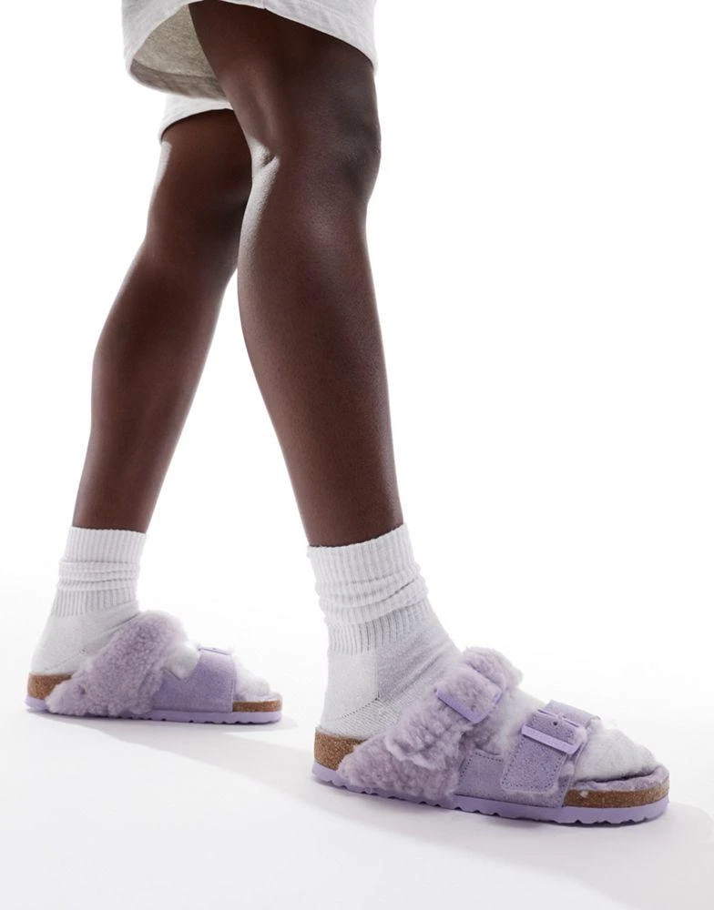 Birkenstock Birkenstock Arizona teddy borg sandals in lilac 4