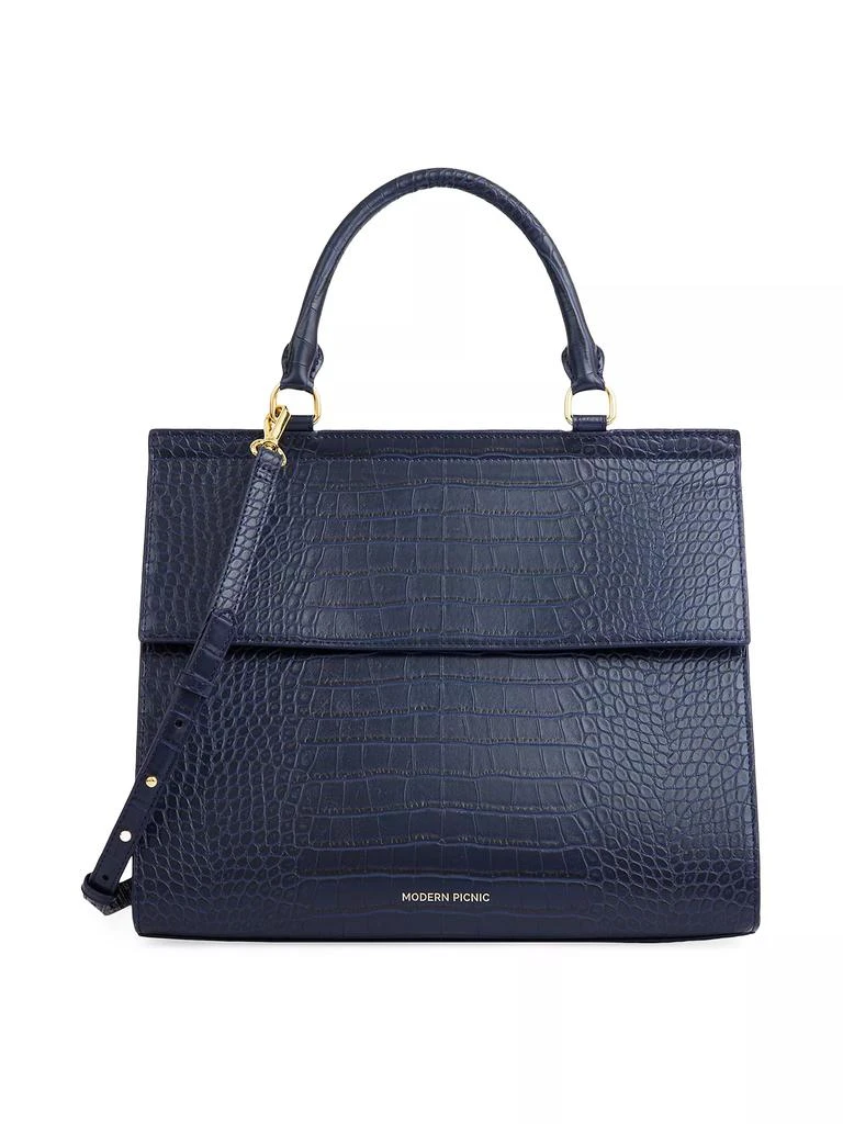 Modern Picnic Large Luncher Embossed Faux Leather Shoulder Bag 1