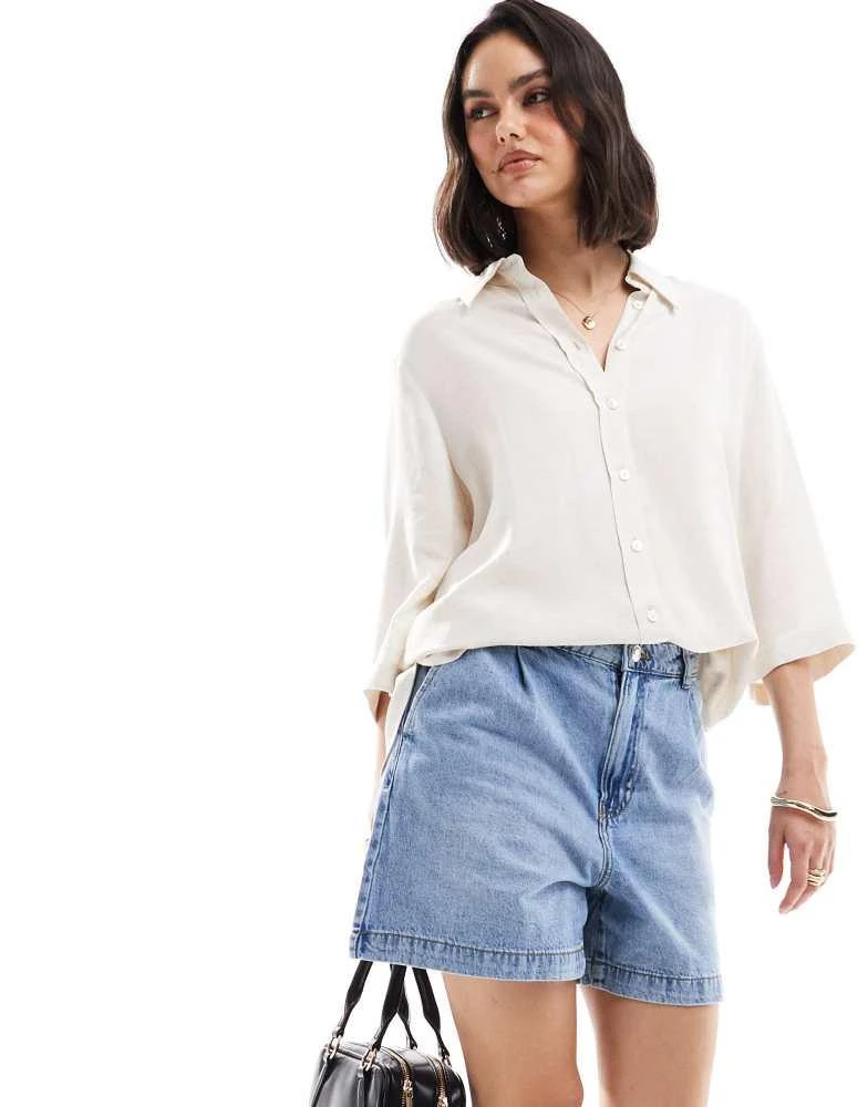 ASOS ASOS DESIGN relaxed fit linen shirt in natural 1