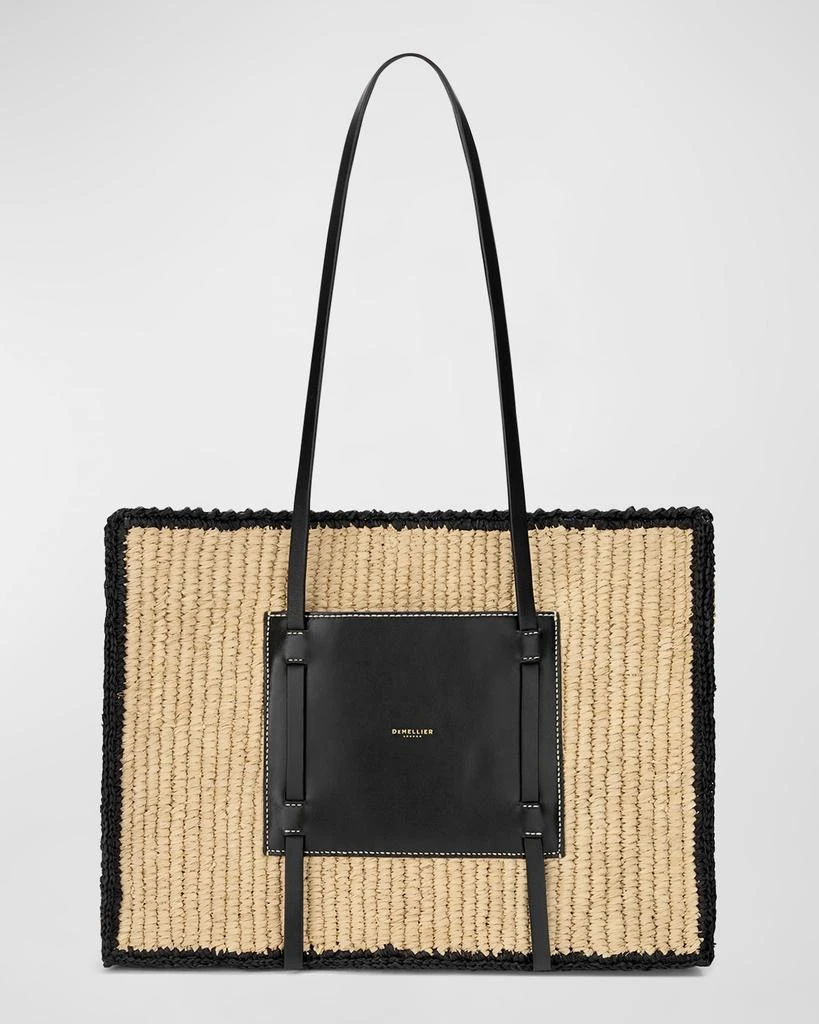 Demellier The Capri Raffia & Leather Tote Bag 1