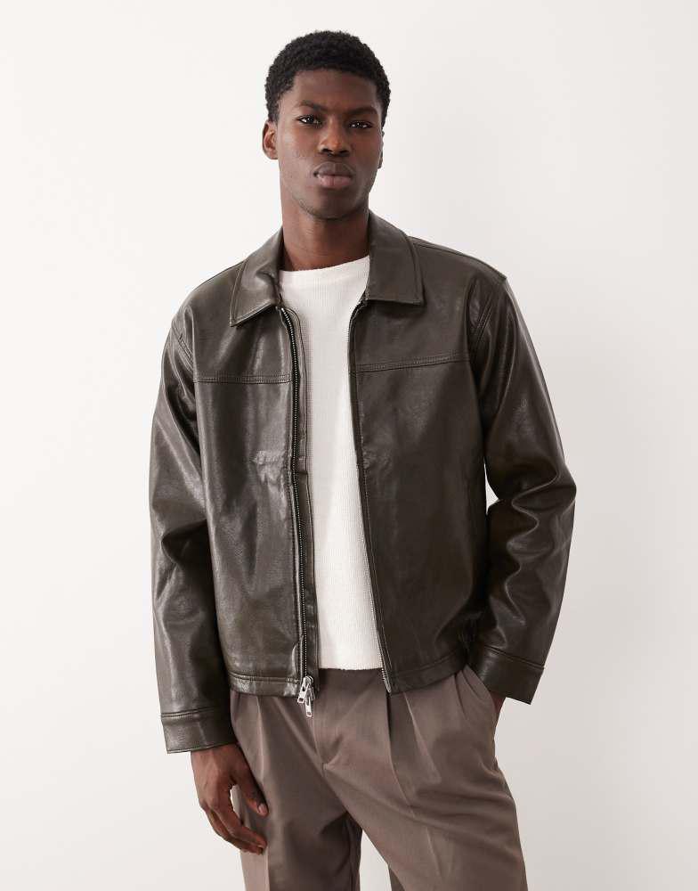 Abercrombie & Fitch Abercrombie & Fitch cropped vegan leather zip