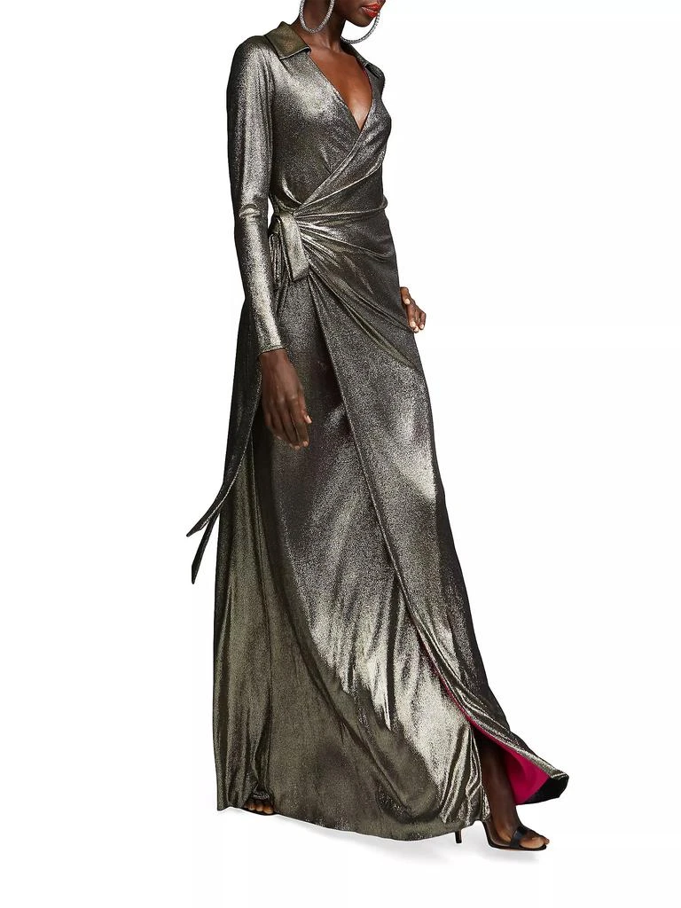 HALSTON Jira Metallic Jersey Wrap Gown 4