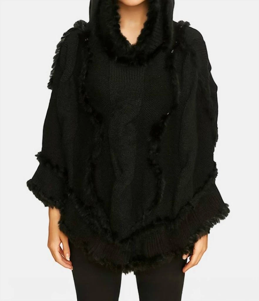 Wona Trading Wona Trading - Cable Fur Poncho Hoodie