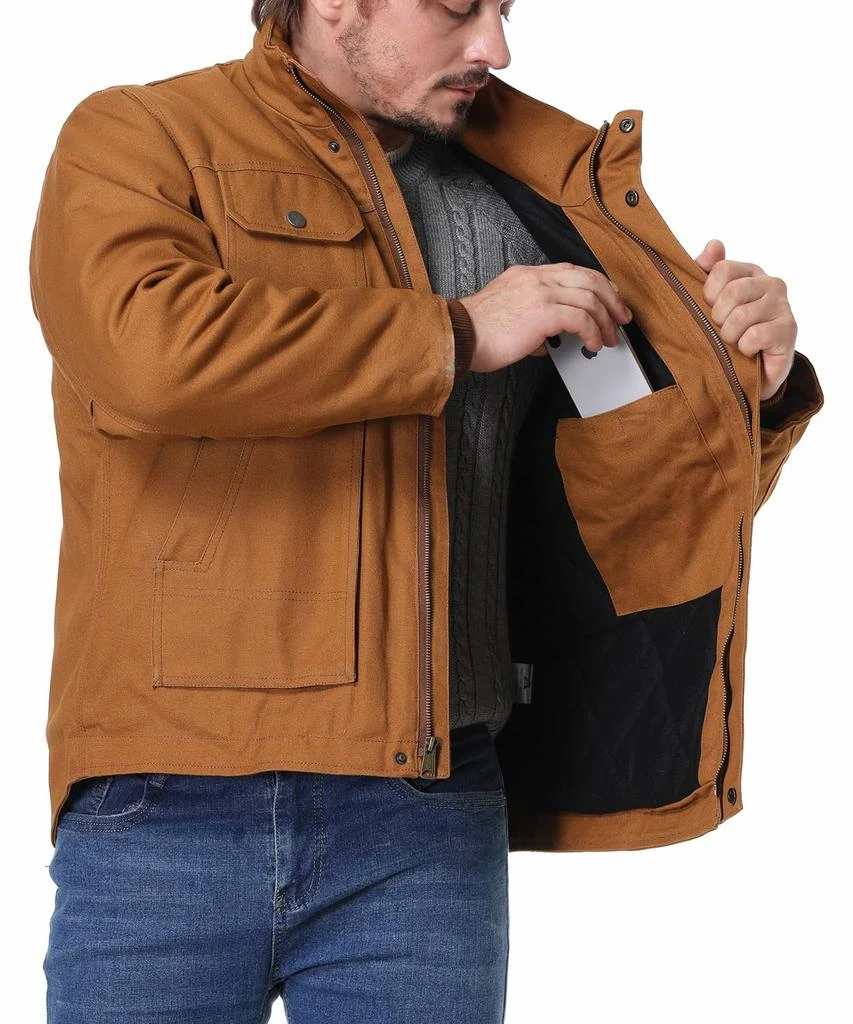 TUAOVA Men
s Quilted Flannel Lined Work Coat Long-Lasting Loose Casual Jacket Waterproof Workwear 5