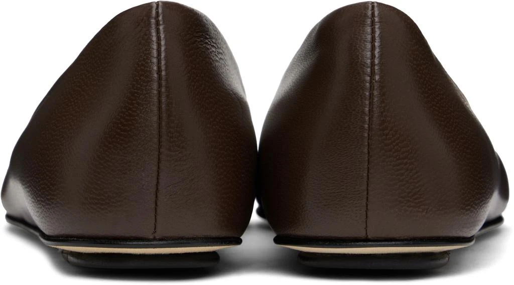 LEGRES Brown Nappa Leather Ballerina Flats 2