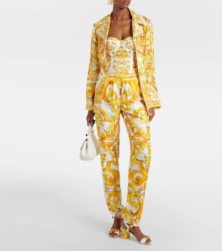 Dolce 
Gabbana Majolica silk straight pants 2