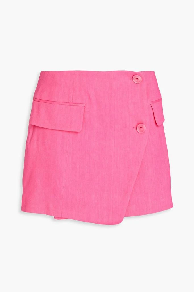 FRAME Linen-blend mini wrap skirt 1