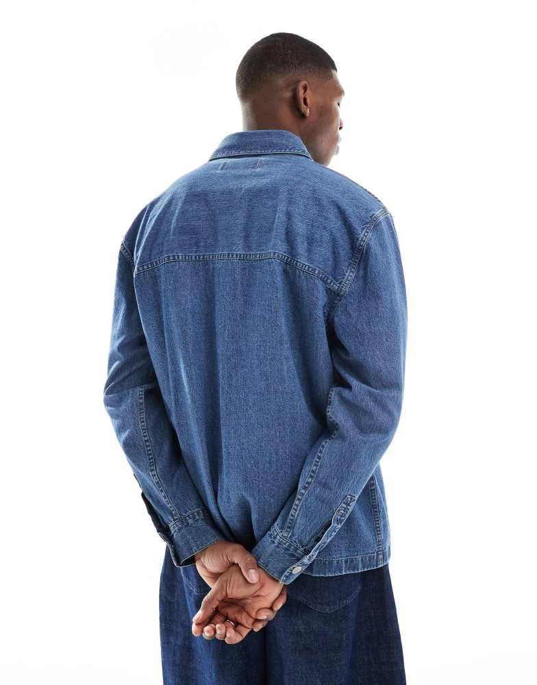 HOLLISTER Hollister denim over shirt in medium blue wash 4