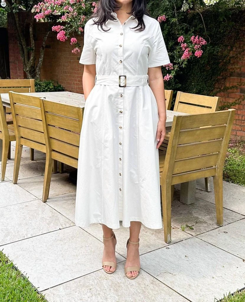 knee length dresses for ladies Toccin | Megan Short Sleeve Tie Front Midi Shirt Dress main image 0