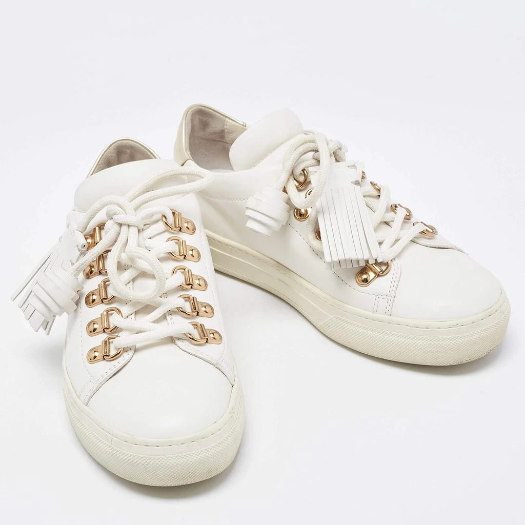 Tod's Tod's White Leather Tassel Lace Up Sneakers Size 34.5 4