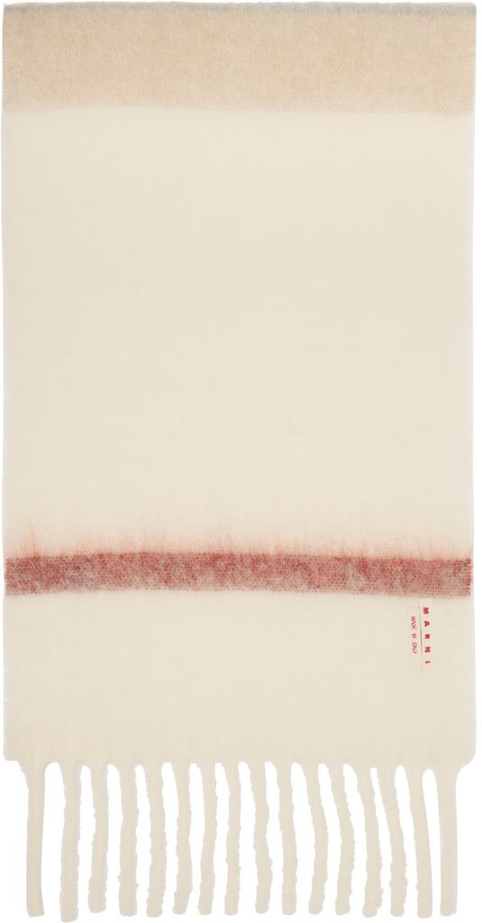 Marni Beige & Gray Striped Alpaca Scarf