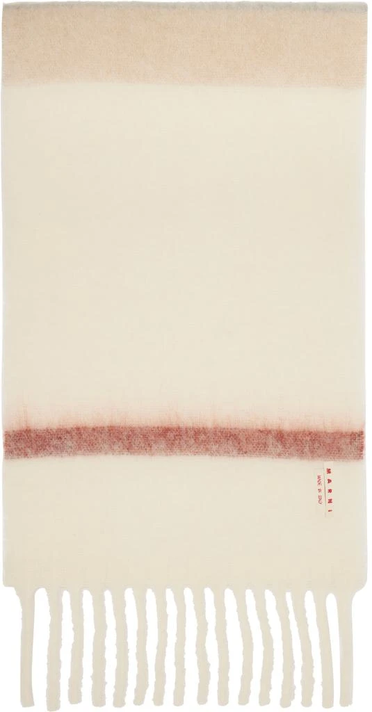 Marni Beige & Gray Striped Alpaca Scarf 2