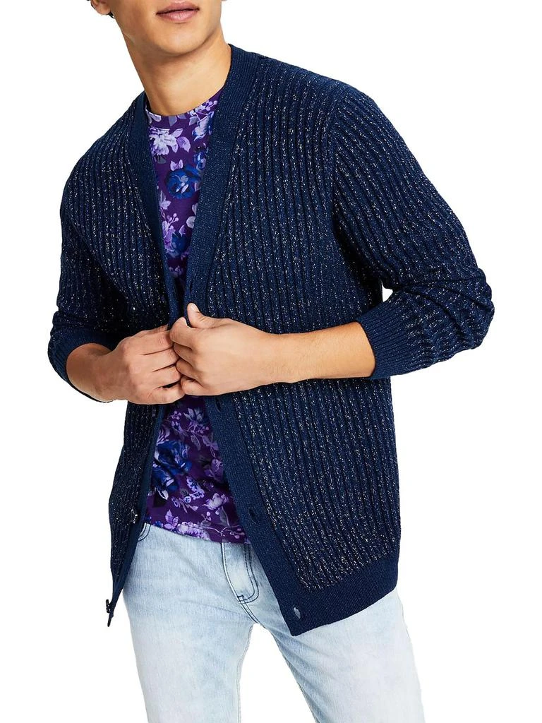 INC International Mens Metallic V-Neck Cardigan Sweater 1