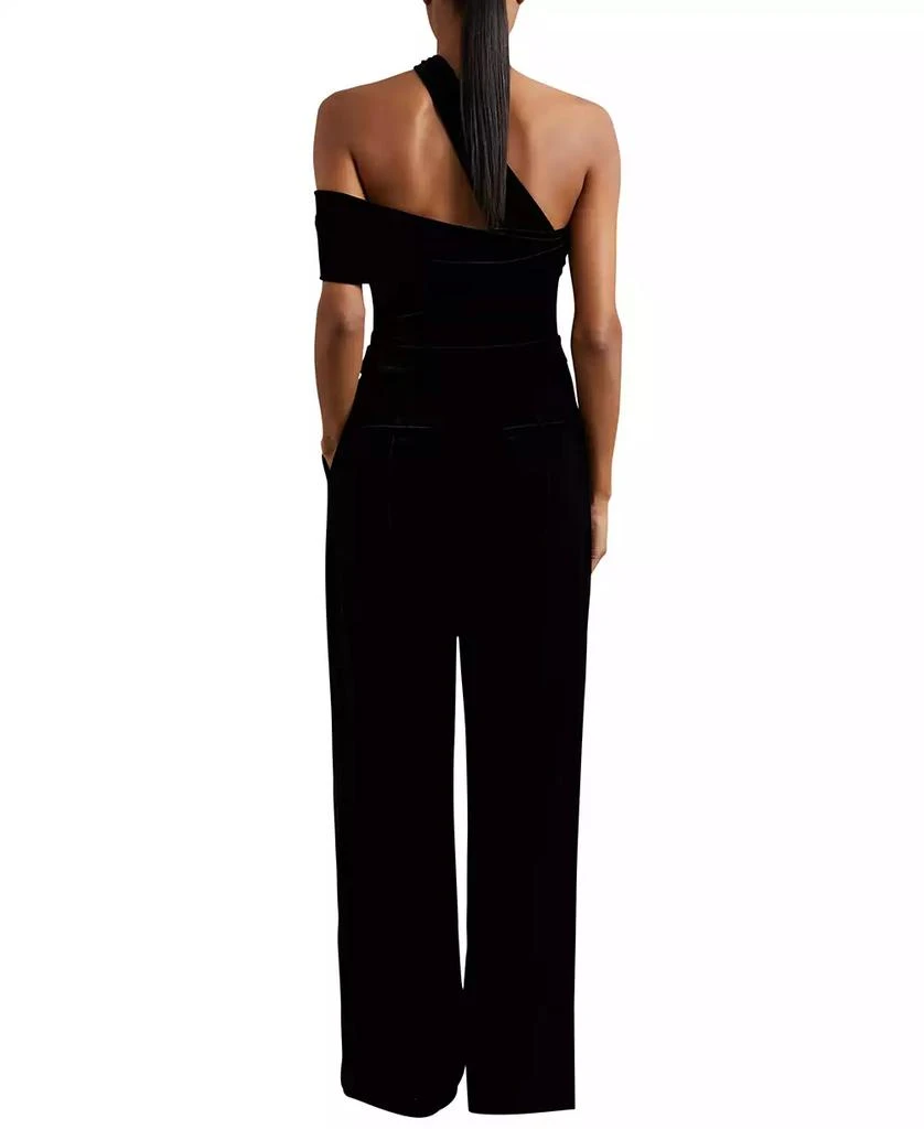 REISS Women's Velvet One-Shoulder Wide-Leg Jumpsuit 6