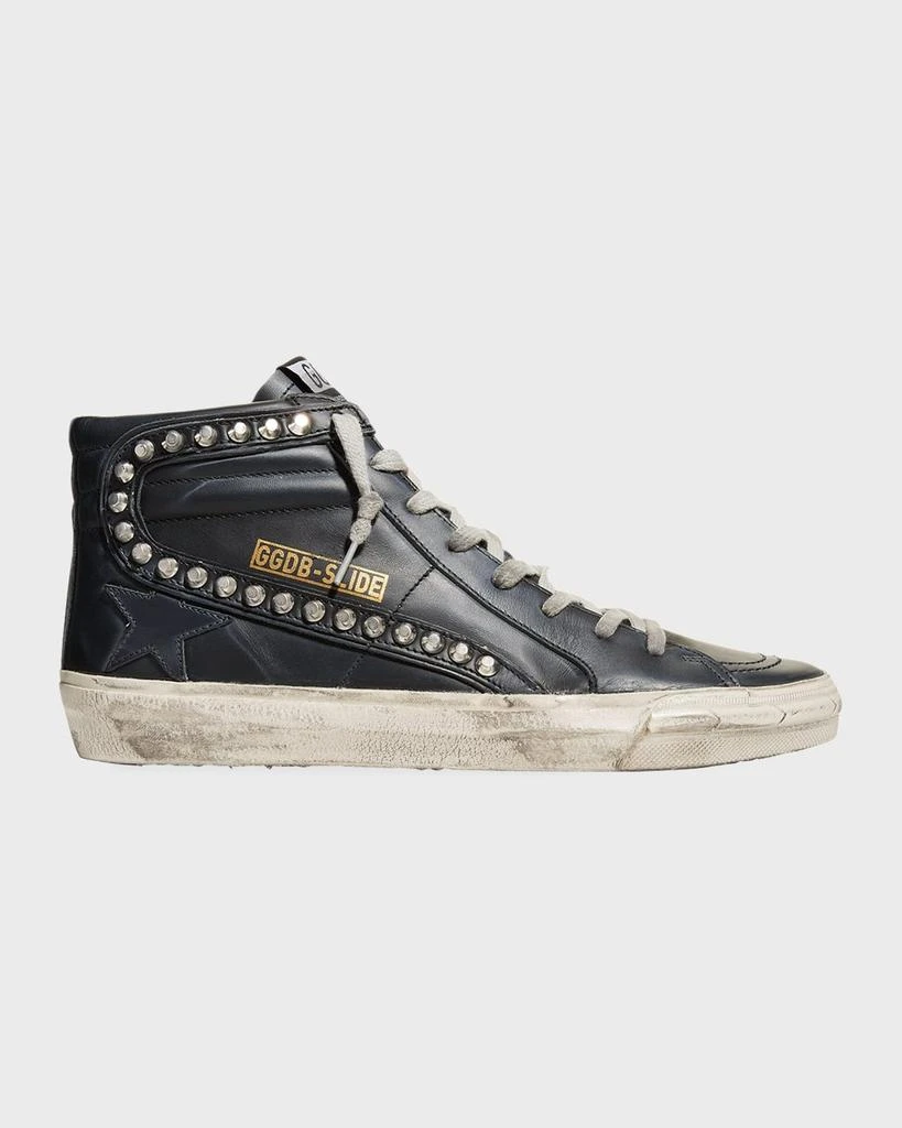 Golden Goose Slide Mid-Top Leather Stud Sneakers 1