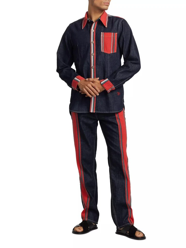 WALES BONNER Two-Tone Denim Shirt 2