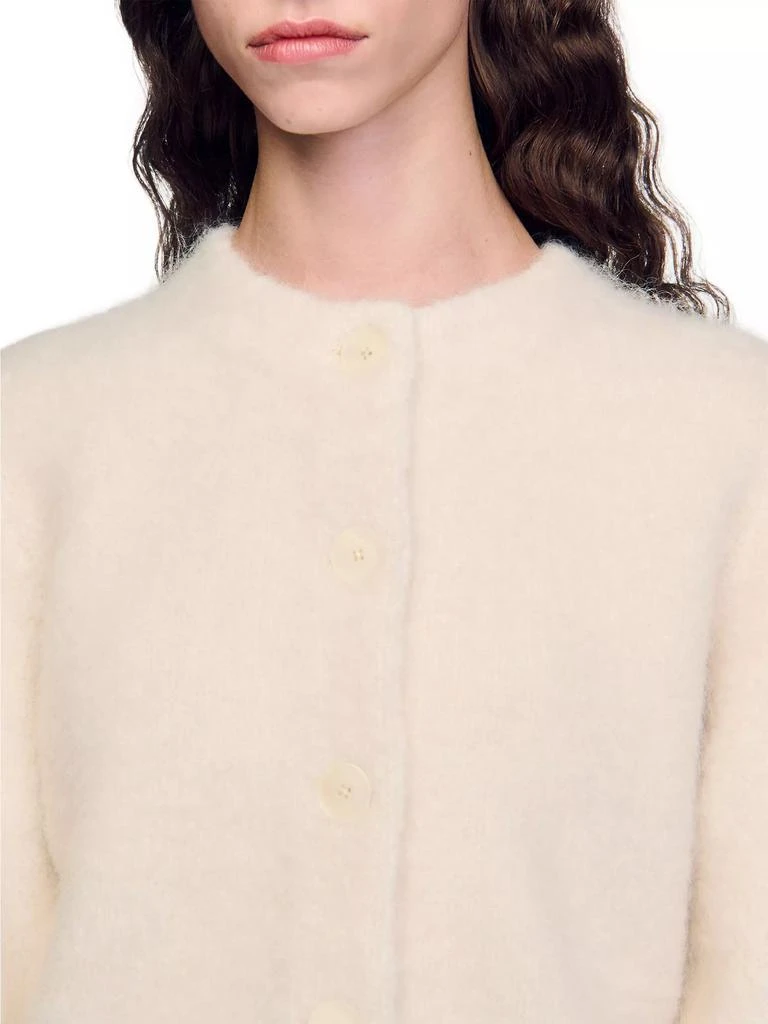 Sandro Cropped Fluffy Knit Cardigan 5