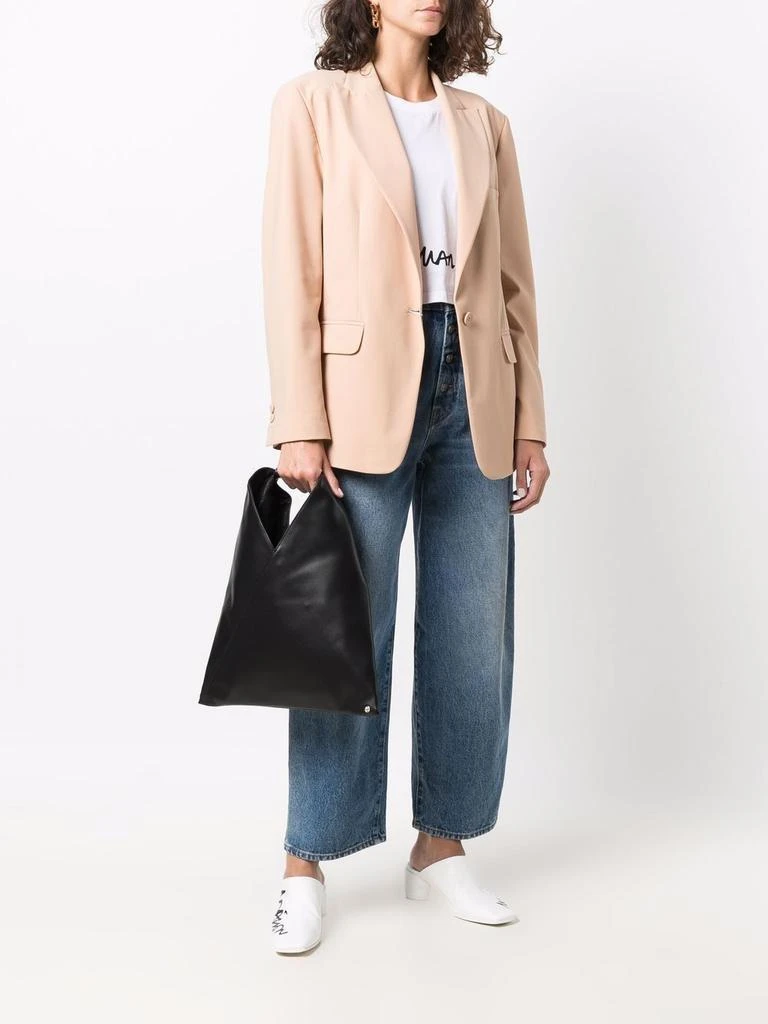 MM6 MAISON MARGIELA GRAINED LEATHER TRIANGLE HANDBAG - Tote Bags 