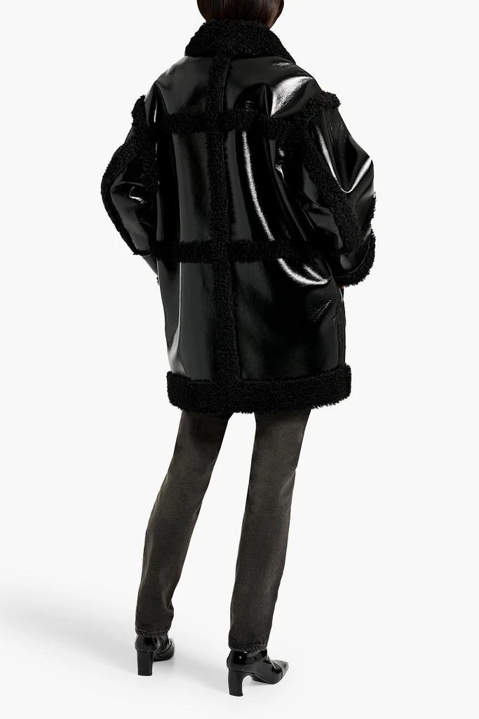 STAND STUDIO Elsie faux shearling-trimmed vinyl coat 3