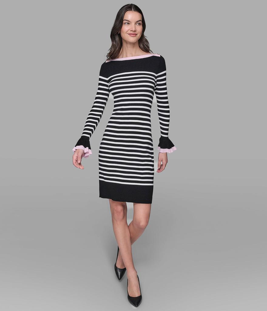 Karl Lagerfeld Paris STRIPED BOATNECK SWEATER DRESS