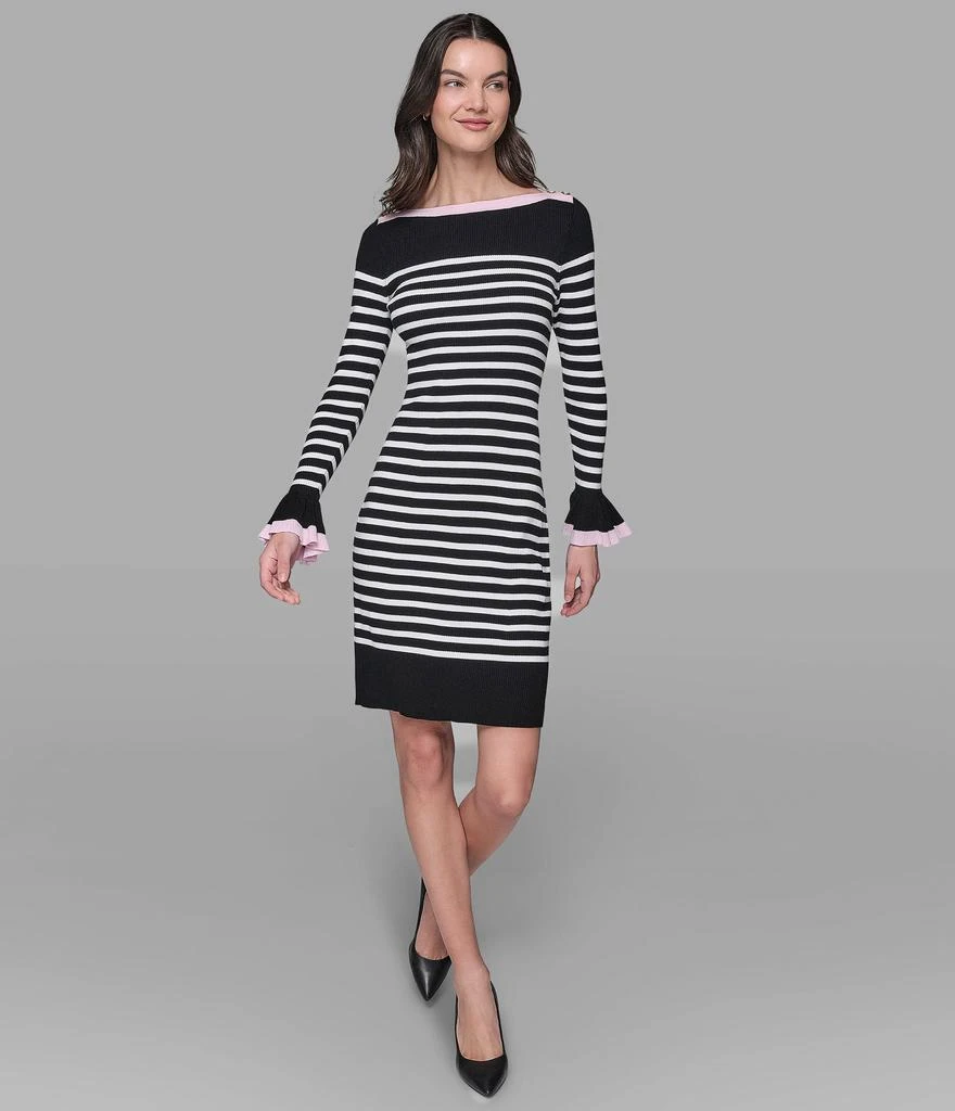 Karl Lagerfeld Paris STRIPED BOATNECK SWEATER DRESS 1