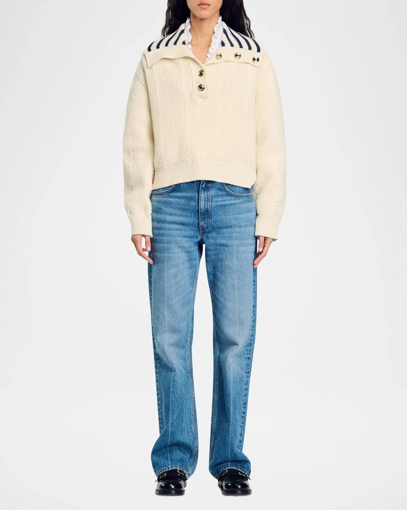 Sandro Arthus Rib-Knit Sailor Sweater 2