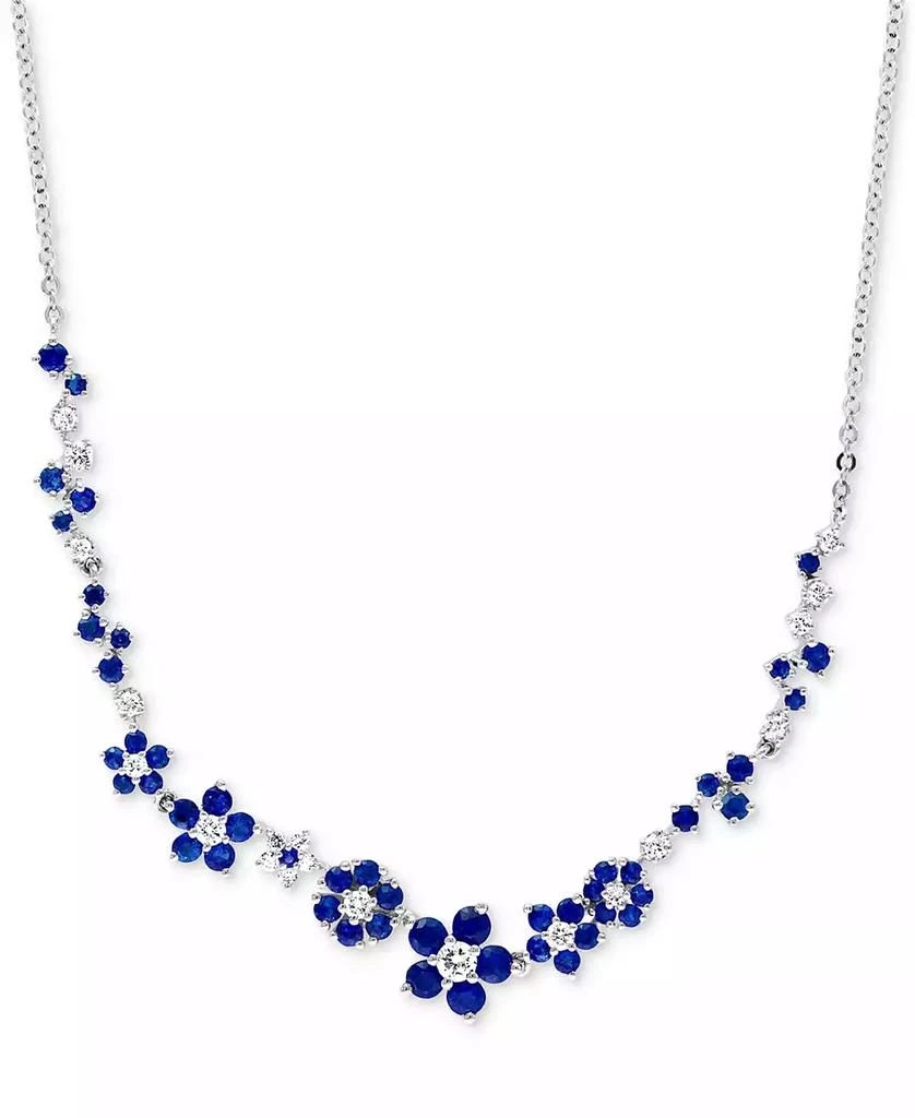 LALI Jewels Sapphire (1-3/4 ct. t.w.) 
Diamond (3/8 ct. t.w.) Flower 18" Statement Necklace in 14k White Gold