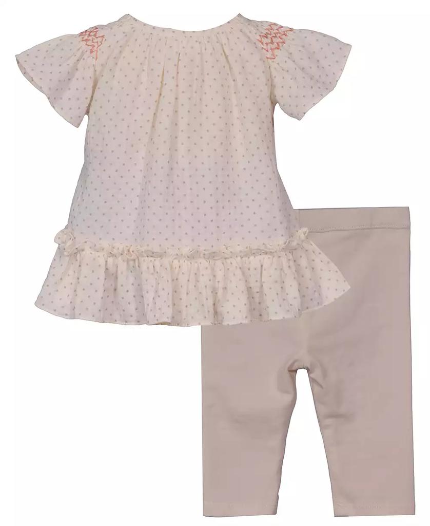 Bonnie Baby Baby Girls 2-Piece Smocked Bunny Top and Floral Applique Legging