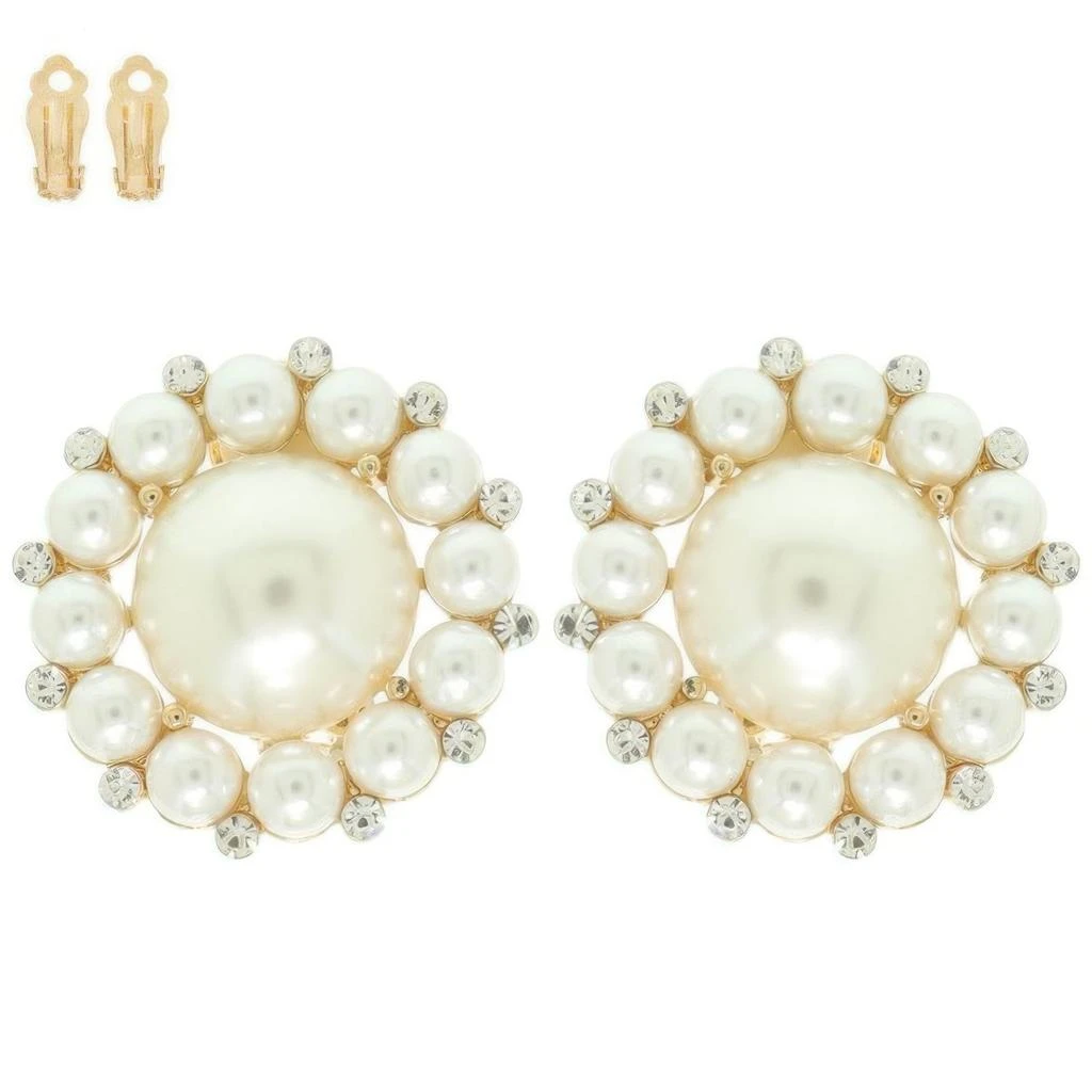 TRUEDAMES Pearl Bezeled Clip-on Earrings 2