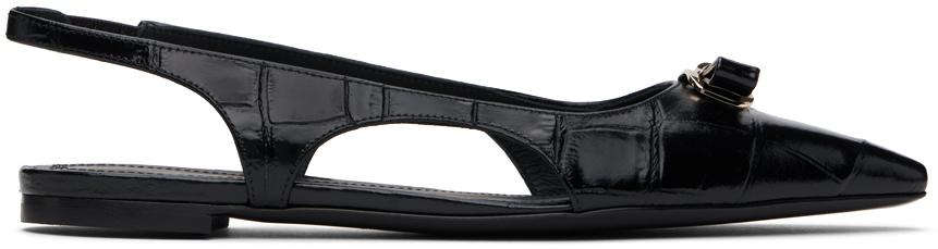 Ferragamo Black Mini Bow Ballet Flats