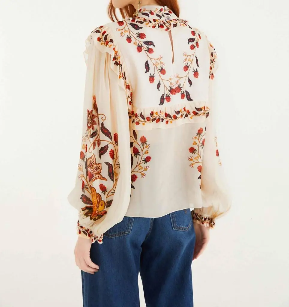 Farm Rio Farm Rio - Berry Garden Long Sleeve Blouse 3