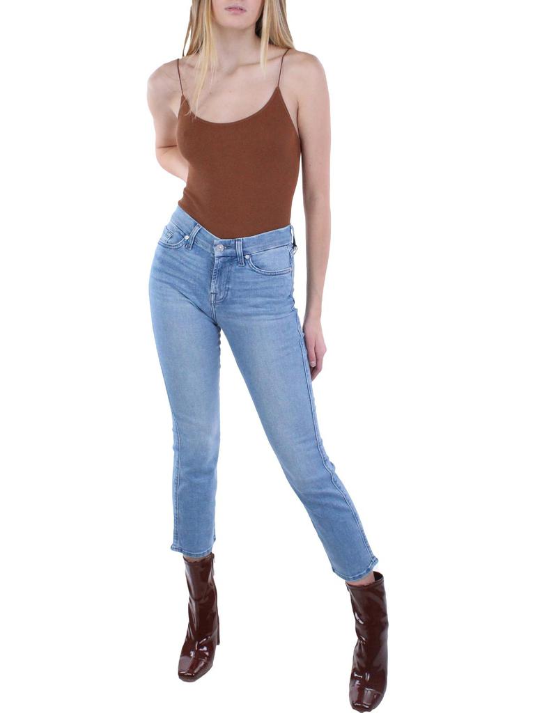 7 For All Mankind Kimmie Womens High Rise Skinny Fit Cropped Jeans
