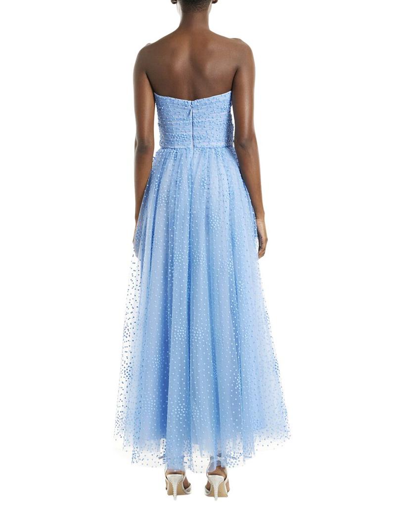 Monique Lhuillier Strapless Dotted Silk-Lined Tulle Dress