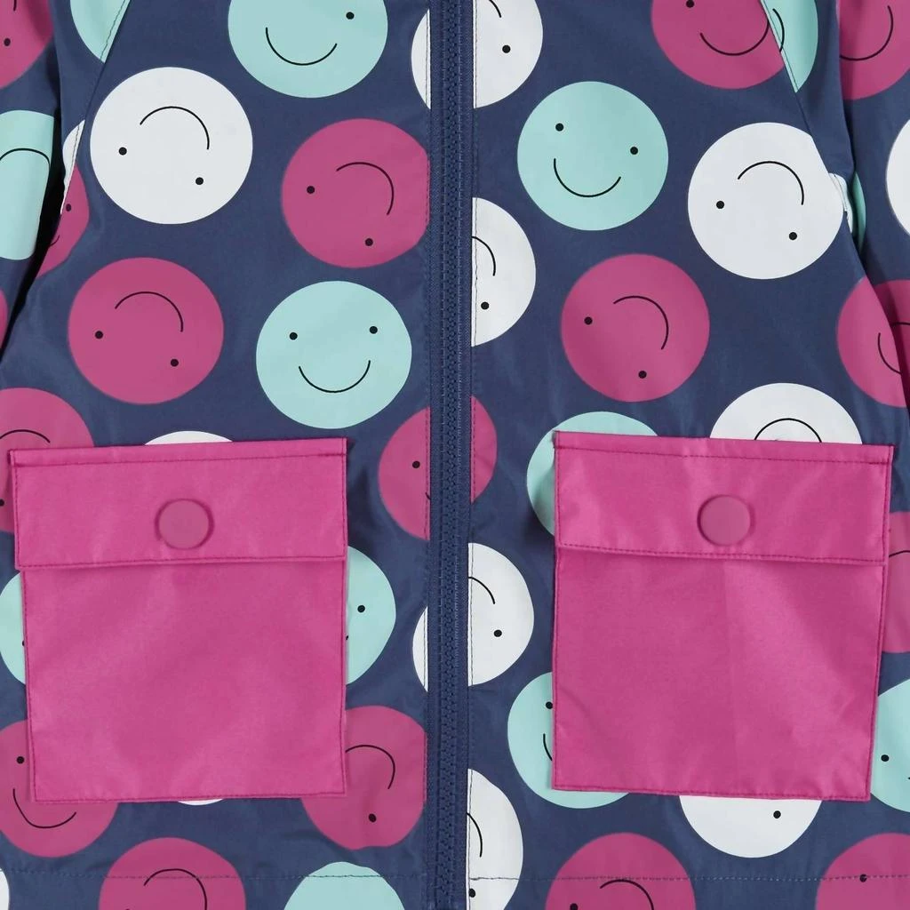Andy & Evan Andy & Evan - Girls Smiley Print Color Change Raincoat 3