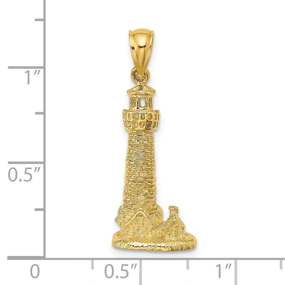 Diamond2Deal 14k Yellow Gold 2-D Assateague Isl Lighthouse, Va Charm 3
