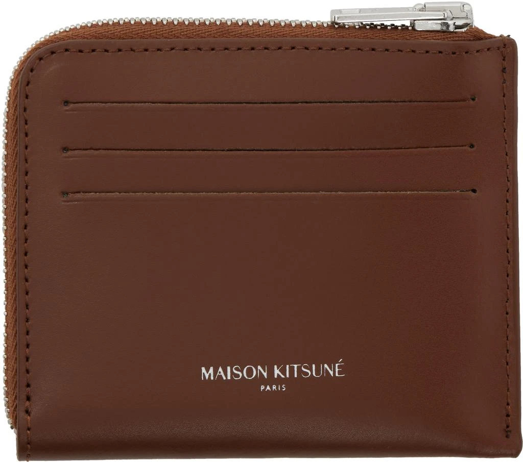 Maison Kitsune Brown Fox Head Zipped Card Holder 2