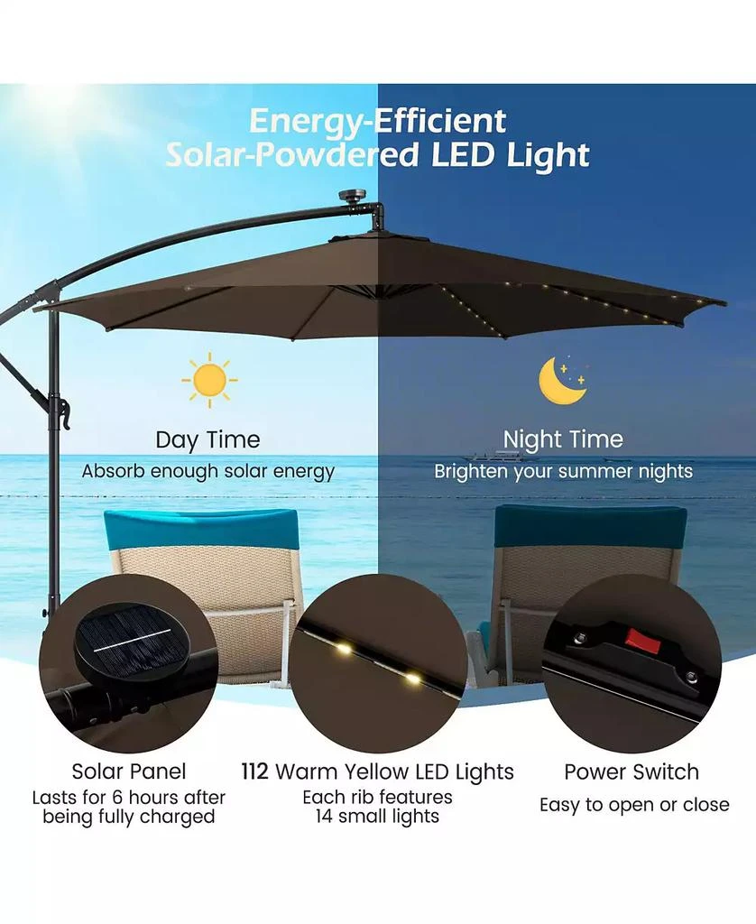 GOUUN 10 Feet Patio Umbrella with 112 Solar-Powered LED Lights 4