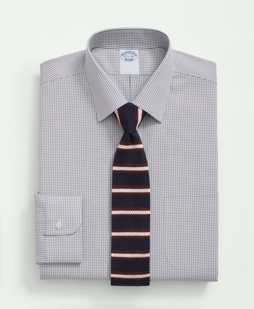 Brooks Brothers Stretch Supima® Cotton Non-Iron Pinpoint Oxford Ainsley Collar, Gingham Dress Shirt