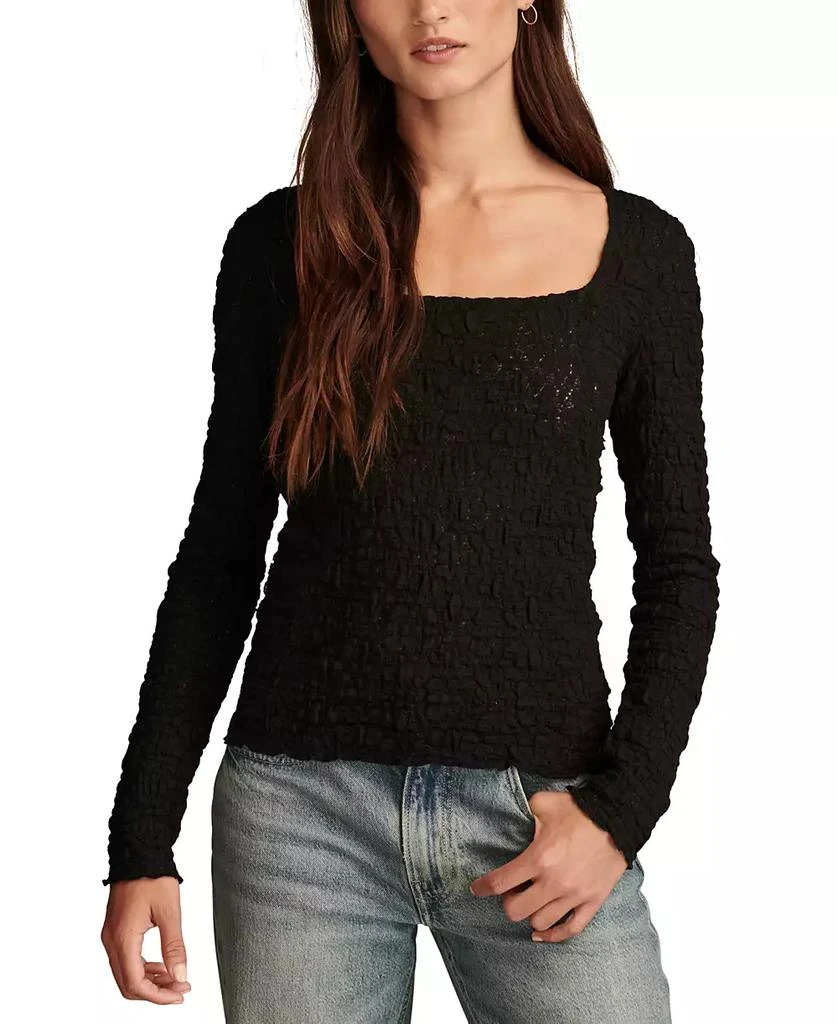 Lucky Brand Women's Textured-Lace Square-Neck Top 1