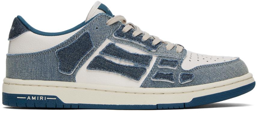 AMIRI White & Blue Skel Sneakers