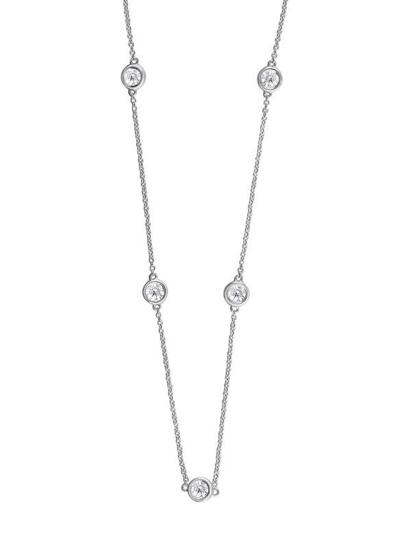 Saks Fifth Avenue Diamond By Yard 14K White Gold, Rhodium-Plated 14K Gold & Diamond Station Necklace 1