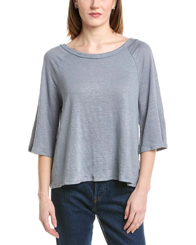 Chaser 3/4 Flouncy Sleeve Raglan Linen-Blend T-Shirt 1