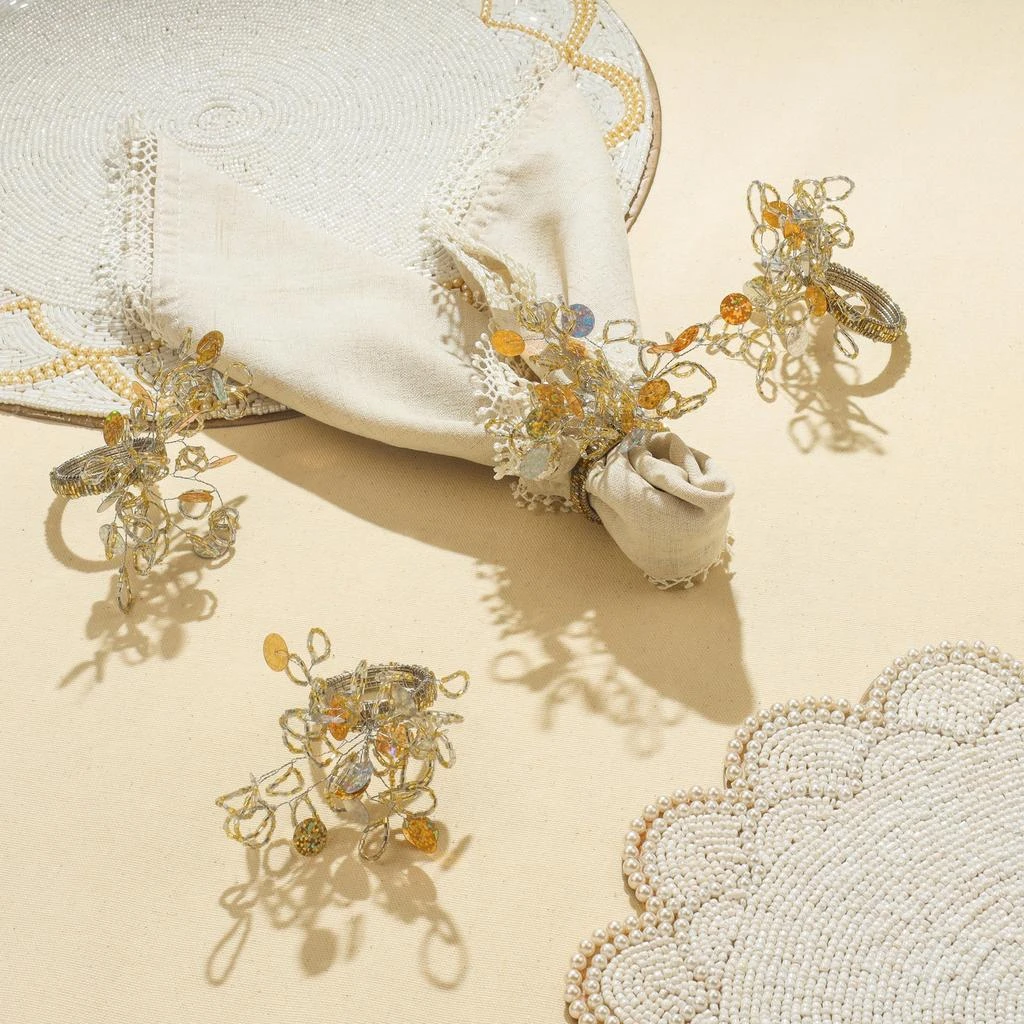Tiramisu Gilded Crystal Bouquet Napkin Rings (Set of 4) 2
