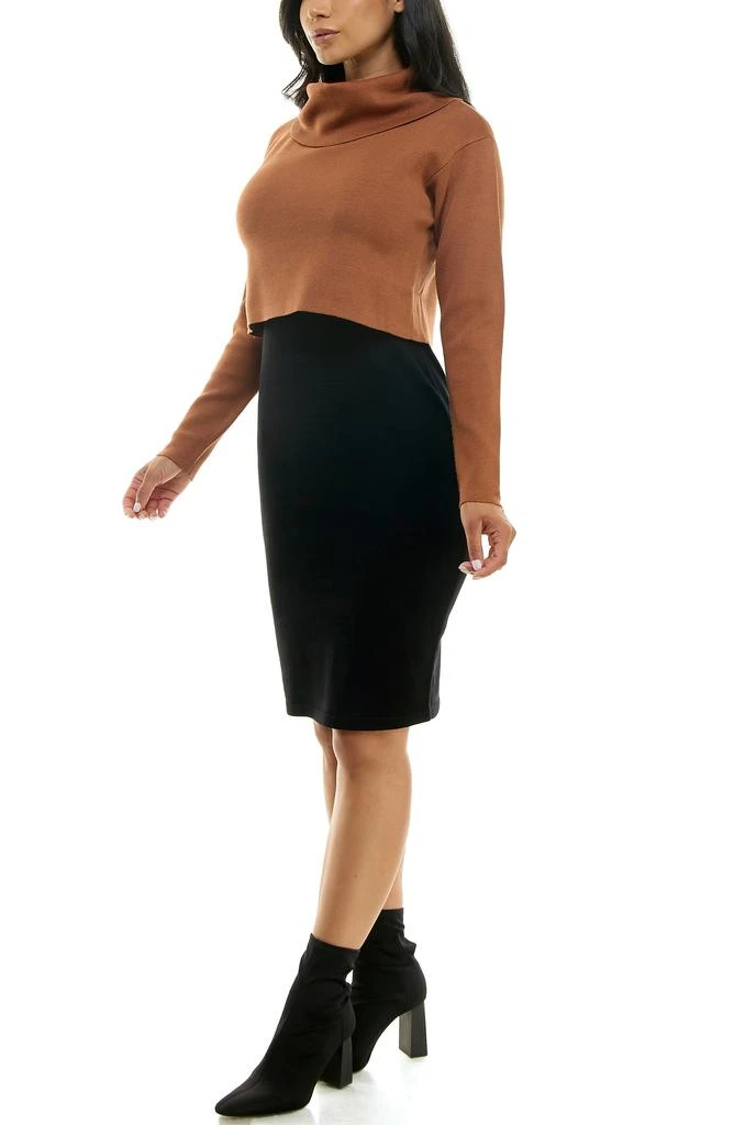 Nina Leonard Colorblock Long Sleeve Sweater Dress 3