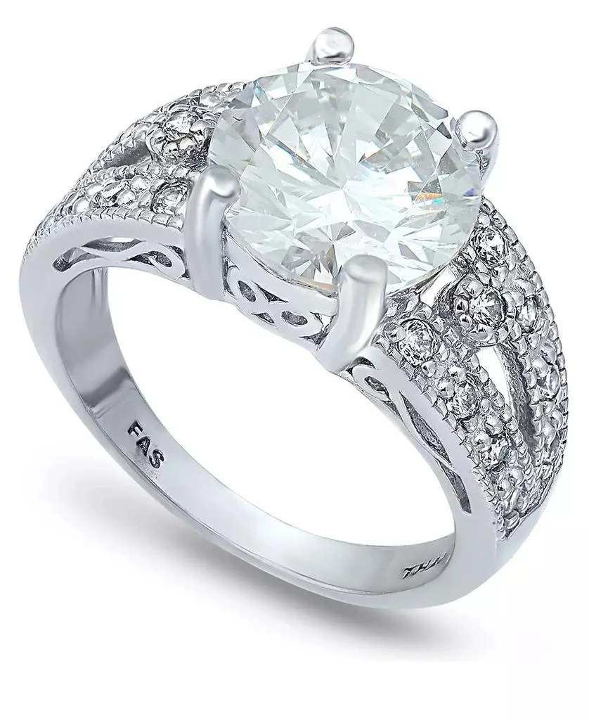 Macy
s Cubic Zirconia Round Center Stone Split Shank Ring in Silver Plate