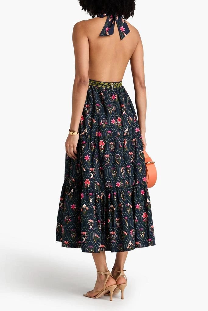 Agua by Agua Bendita Consuelo embellished floral-print cotton halterneck midi dress 3