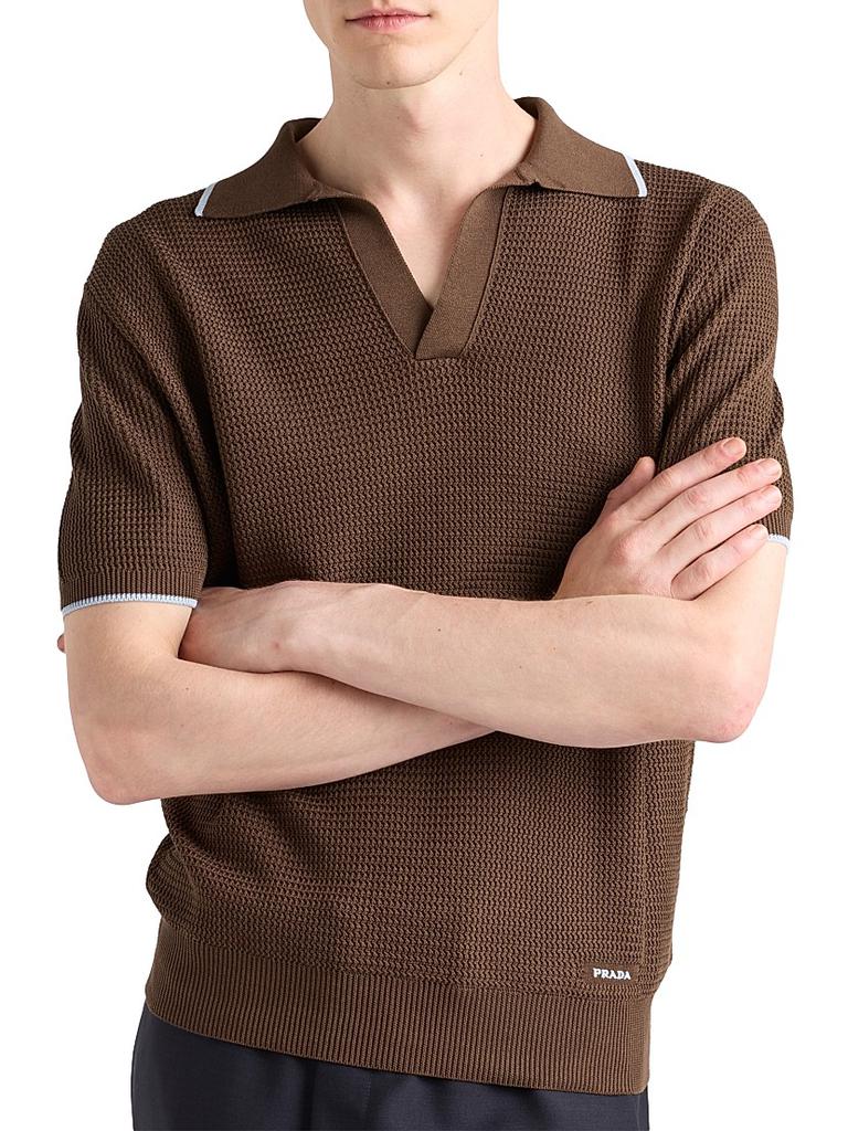 トップス PRADA Silk and cotton polo shirt Shop Silk and Cotton Polo Shirt on Sale at BeyondStyle – Get
